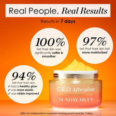 Sunday Riley label close-up highlighting active ingredients and antioxidant benefits