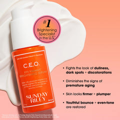 Sunday Riley label close-up highlighting ingredients and clarity benefits