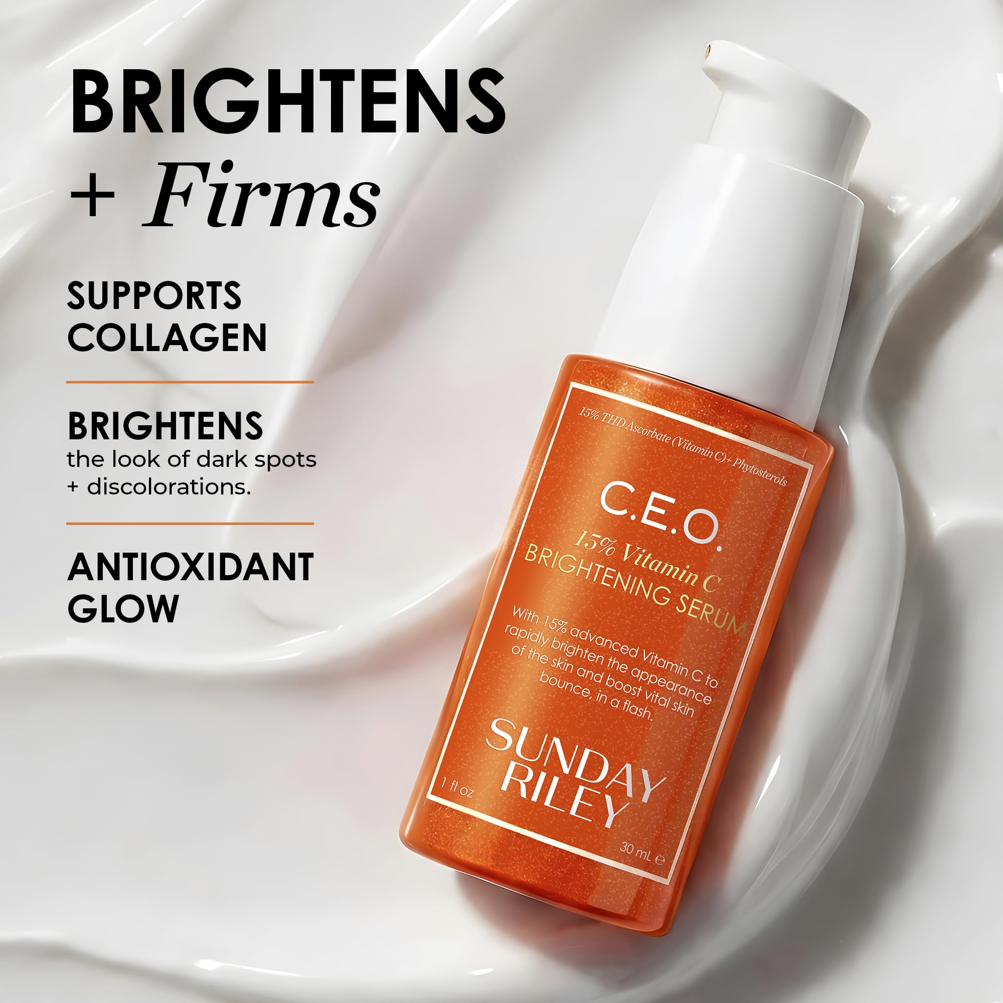 Sunday Riley serum droplet on skin highlighting fast absorption