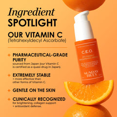 Sunday Riley ingredient list close-up showing THD ascorbate clarity