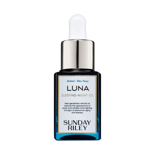 Sunday Riley Luna front bottle showing sleek packaging and overnight benefit