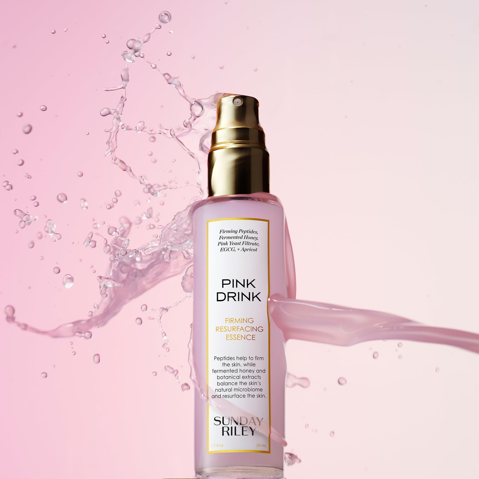 Sunday Riley mist over skin action illustrating instant hydration and refresh benefit