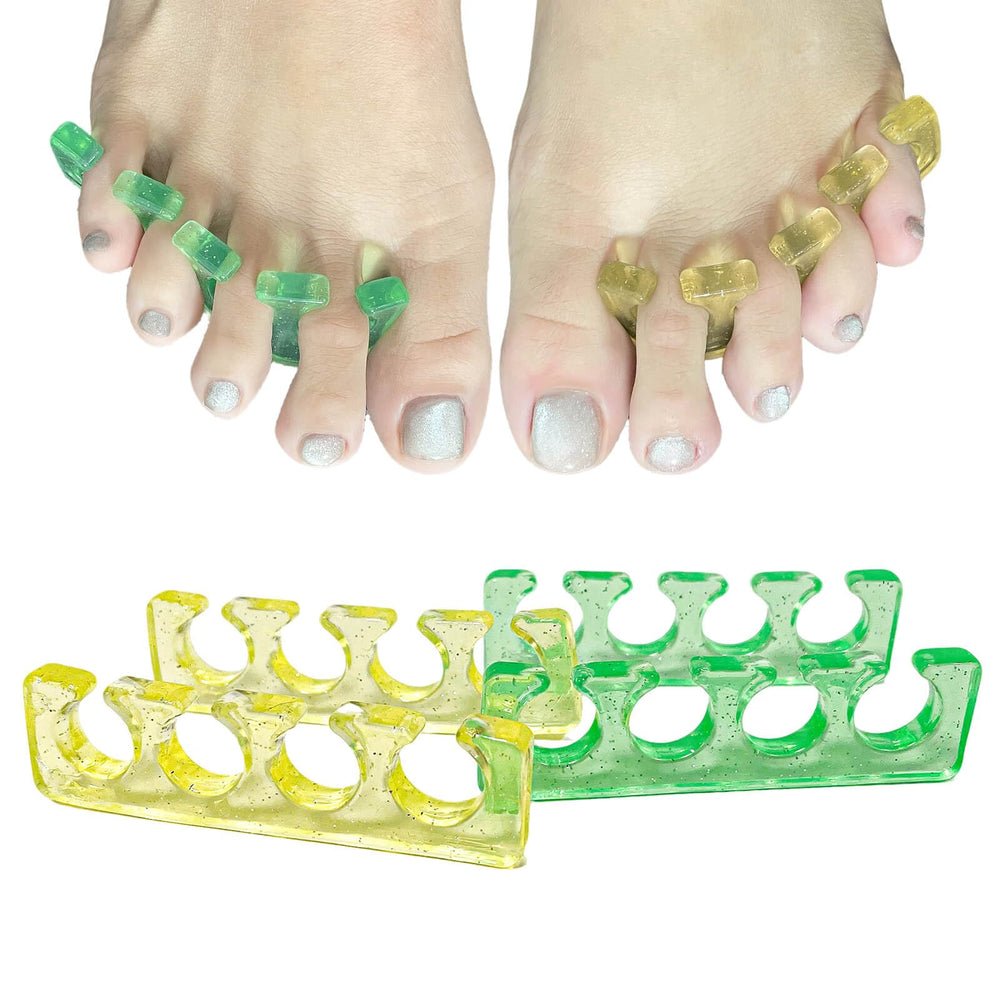 SUNFATT front view of toe separators showing shape and colors for neat pedicures
