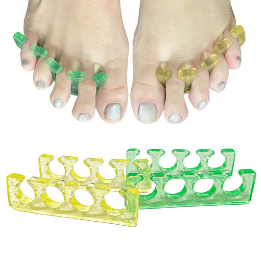 SUNFATT front view of toe separators showing shape and colors for neat pedicures