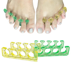SUNFATT front view of toe separators showing shape and colors for neat pedicures