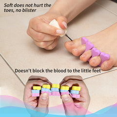 SUNFATT toe separators in use during pedicure preventing polish smudges and improving accuracy