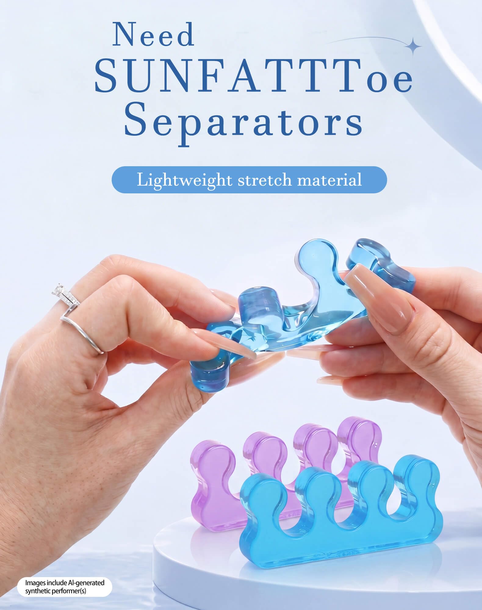 SUNFATT separators in a spa-night scene showing relaxing, at-home treatment benefit