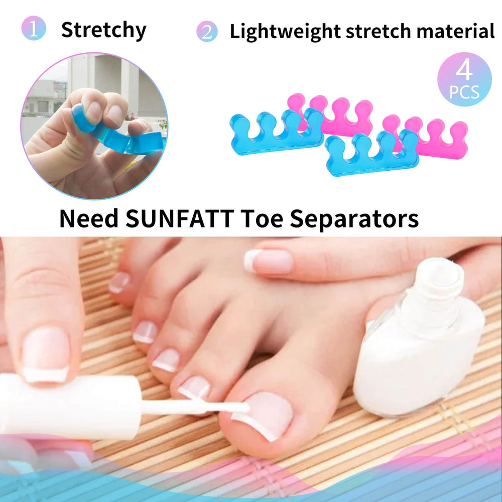 SUNFATT toe separators in use during pedicure to prevent polish smudges