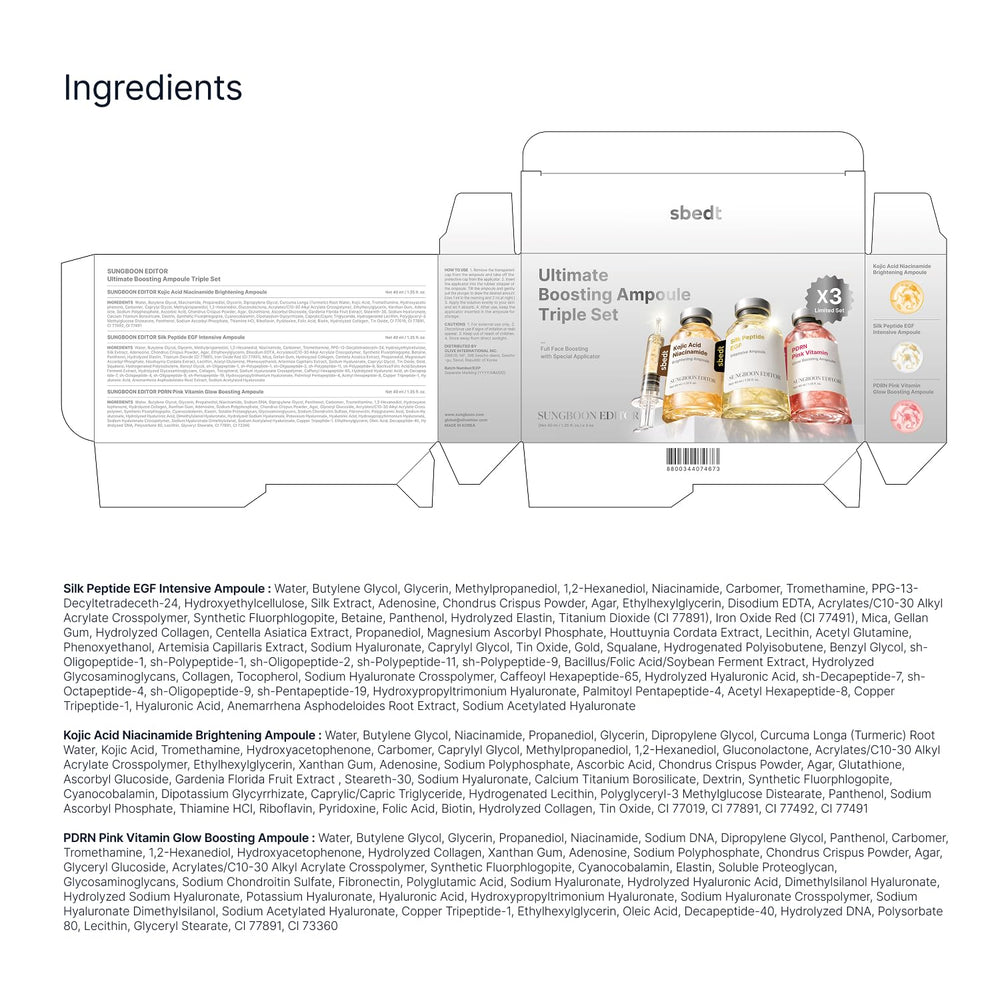 SUNGBOON EDITOR ingredients label closeup showing key active transparency
