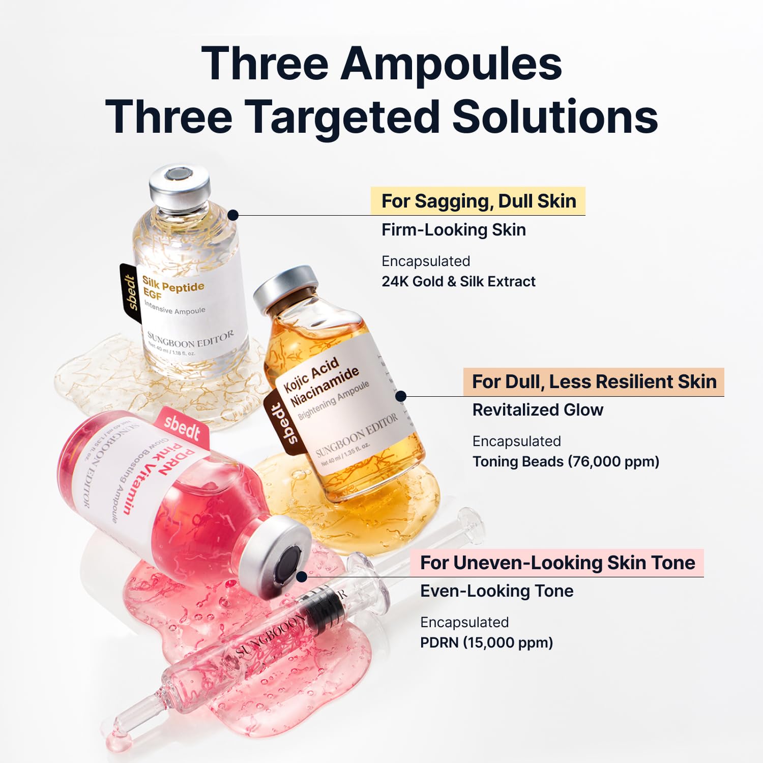 SUNGBOON EDITOR kojic acid ampoule pipette detail for targeted tone support