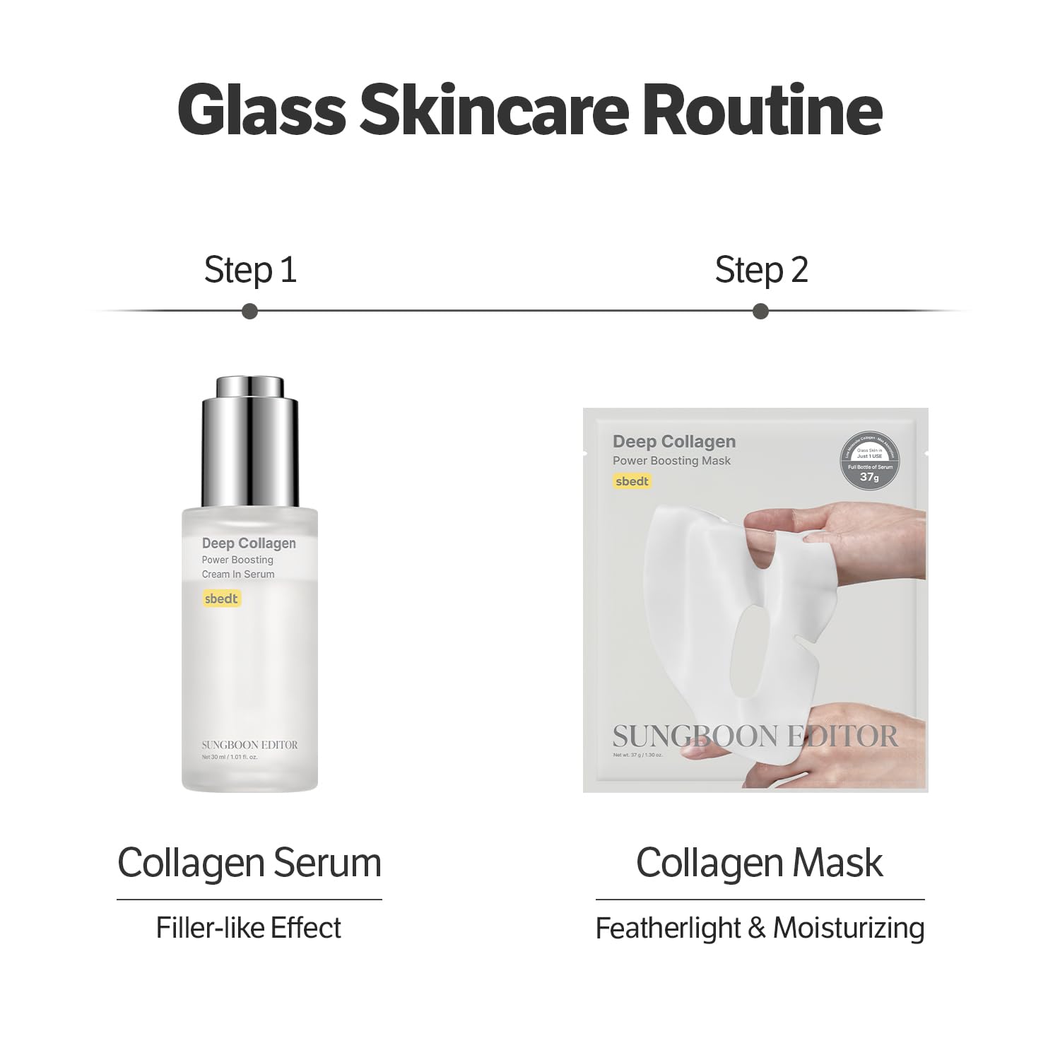 SUNGBOON EDITOR serum dropper releasing clear collagen-rich formula for precise application