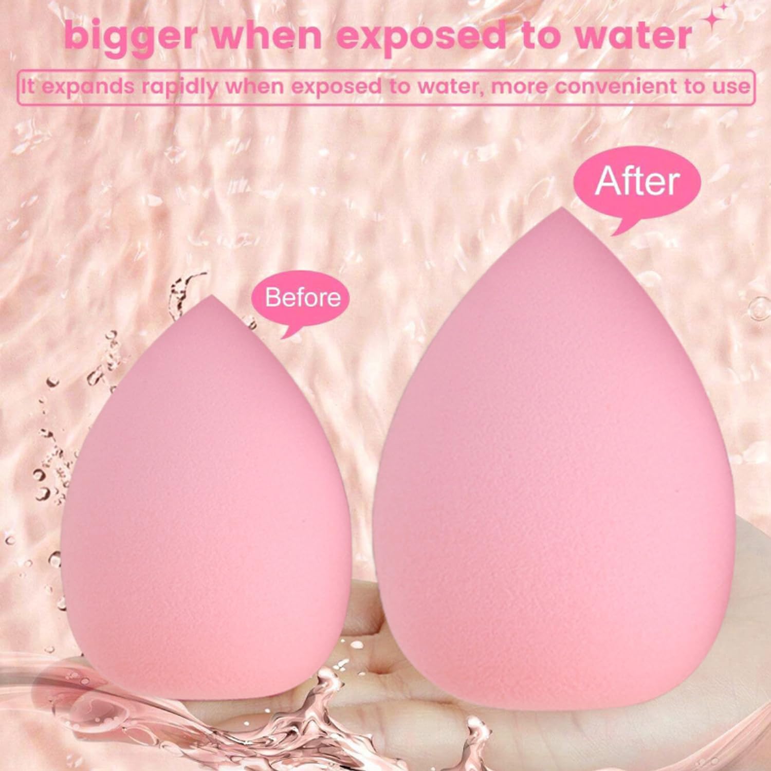 suniya assorted makeup sponges arrayed on pink background benefit versatile application
