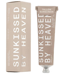 Sunkissed By Heaven front tin showing branding and SPF 50, clear protection for outdoor use