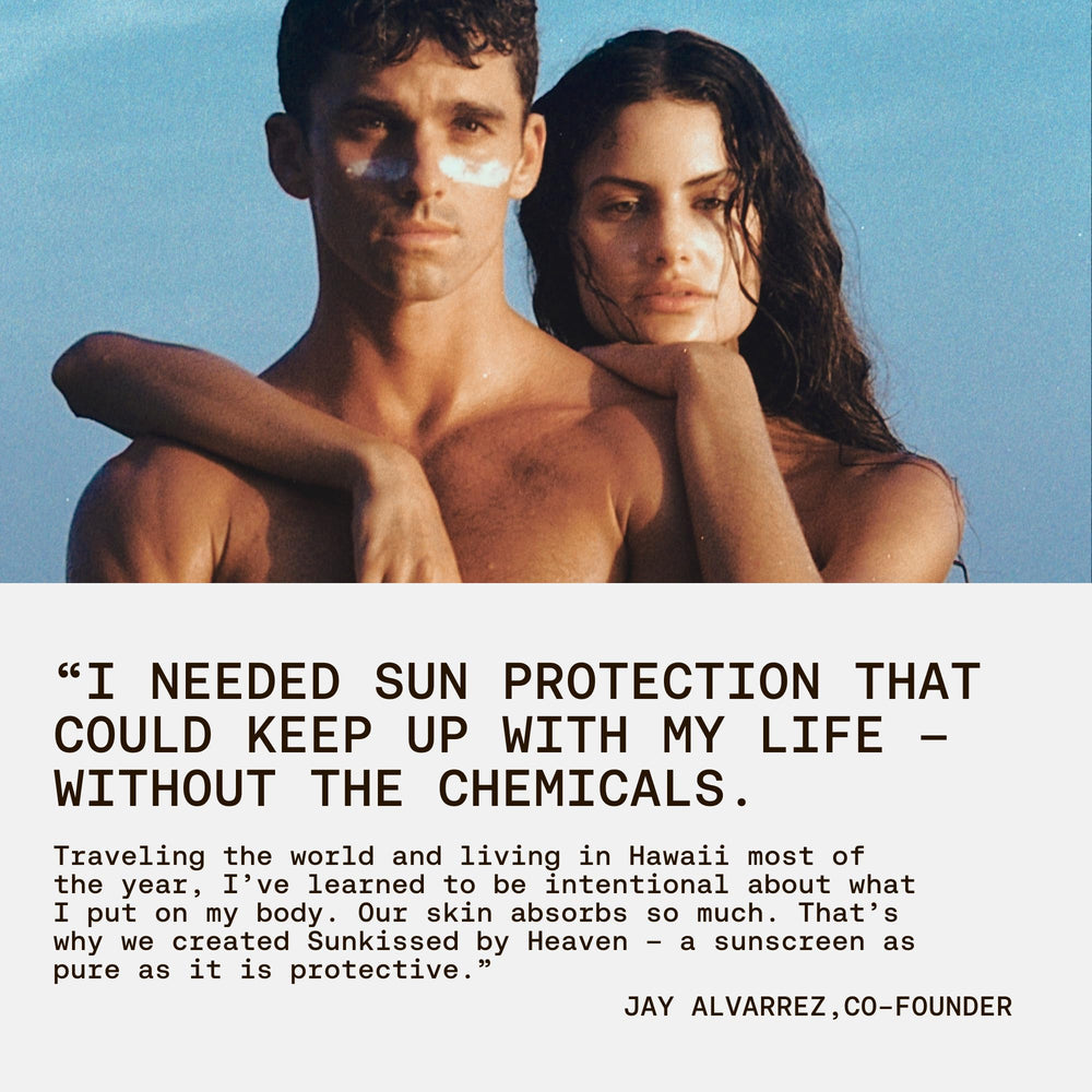 Sunkissed By Heaven ingredient label close up, highlighting grass‑fed tallow and zinc oxide benefits