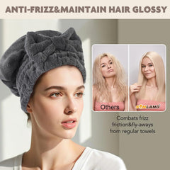 SUNLAND cap worn on curly hair in bathroom demonstrating gentle containment and convenience