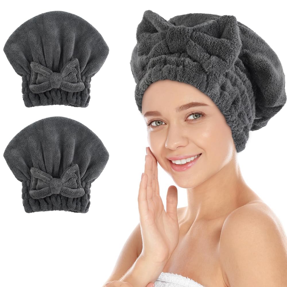 SUNLAND front view of dgrey cap two-pack showing bow knot and packaging, comfortable fit