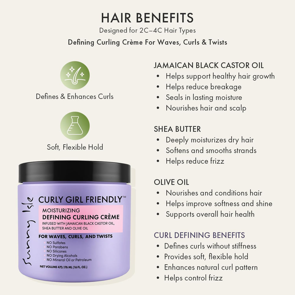 Sunny Isle styling cream on hands applied to wavy hair, improves definition