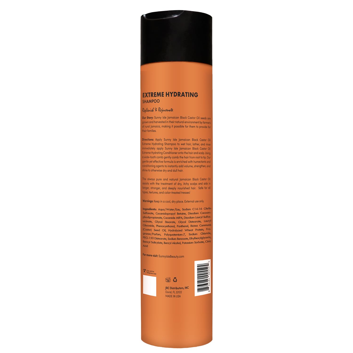 Sunny Isle back packaging directions close-up showing usage guidance and benefits