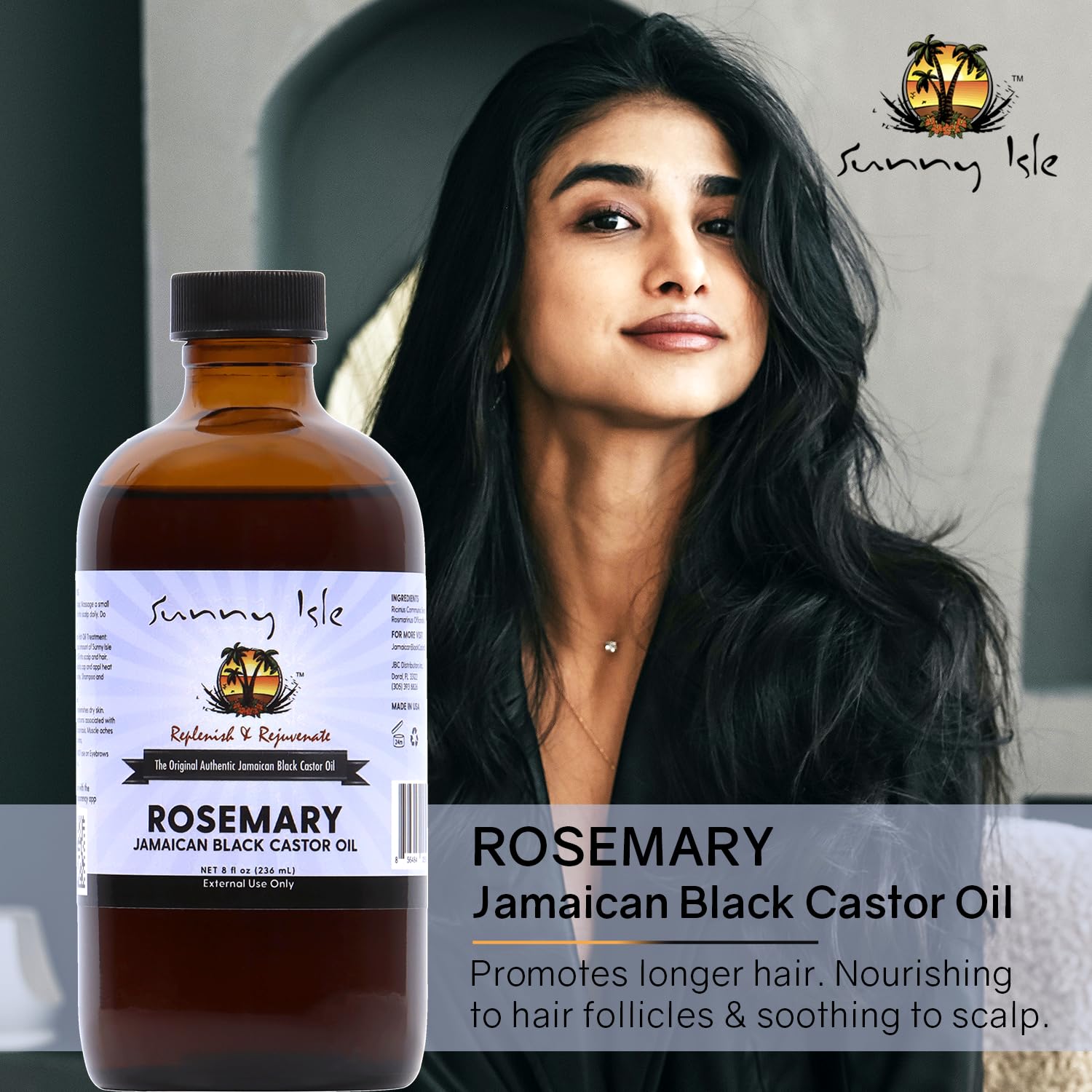 Sunny Isle close-up of oil texture demonstrating rich castor consistency for deep moisturization
