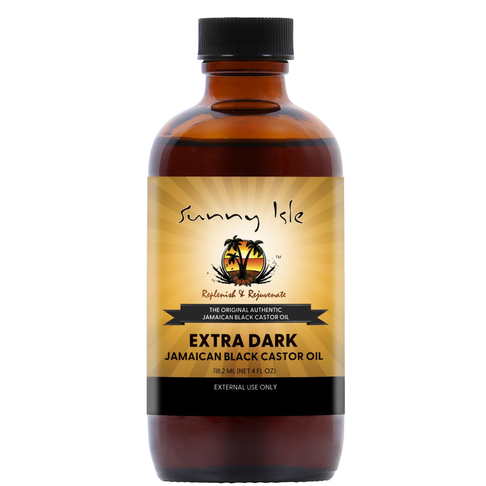 Sunny Isle bottle front view showing 4oz JBCO and richer formula benefits