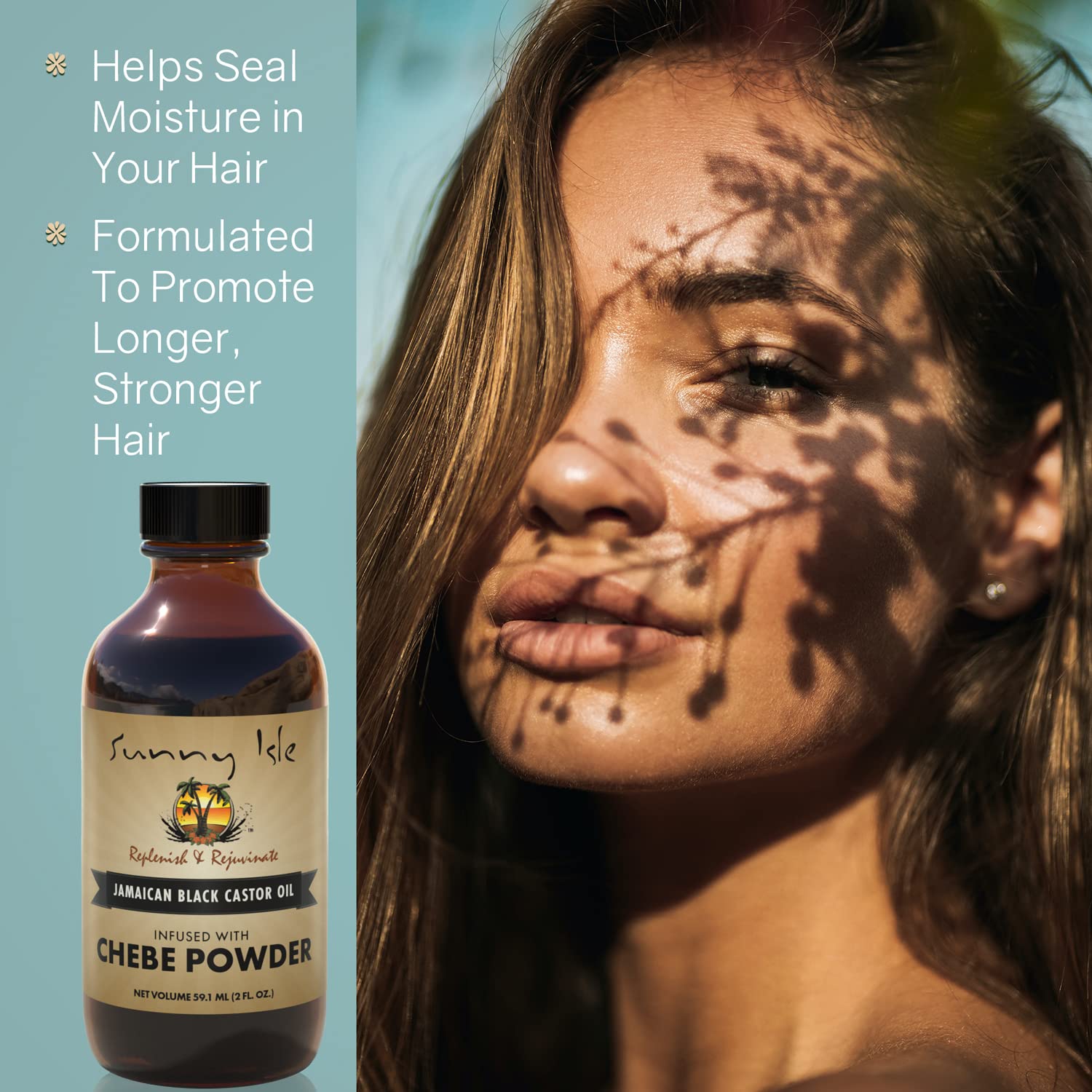 Sunny Isle ingredients label close-up highlighting two-ingredient formula