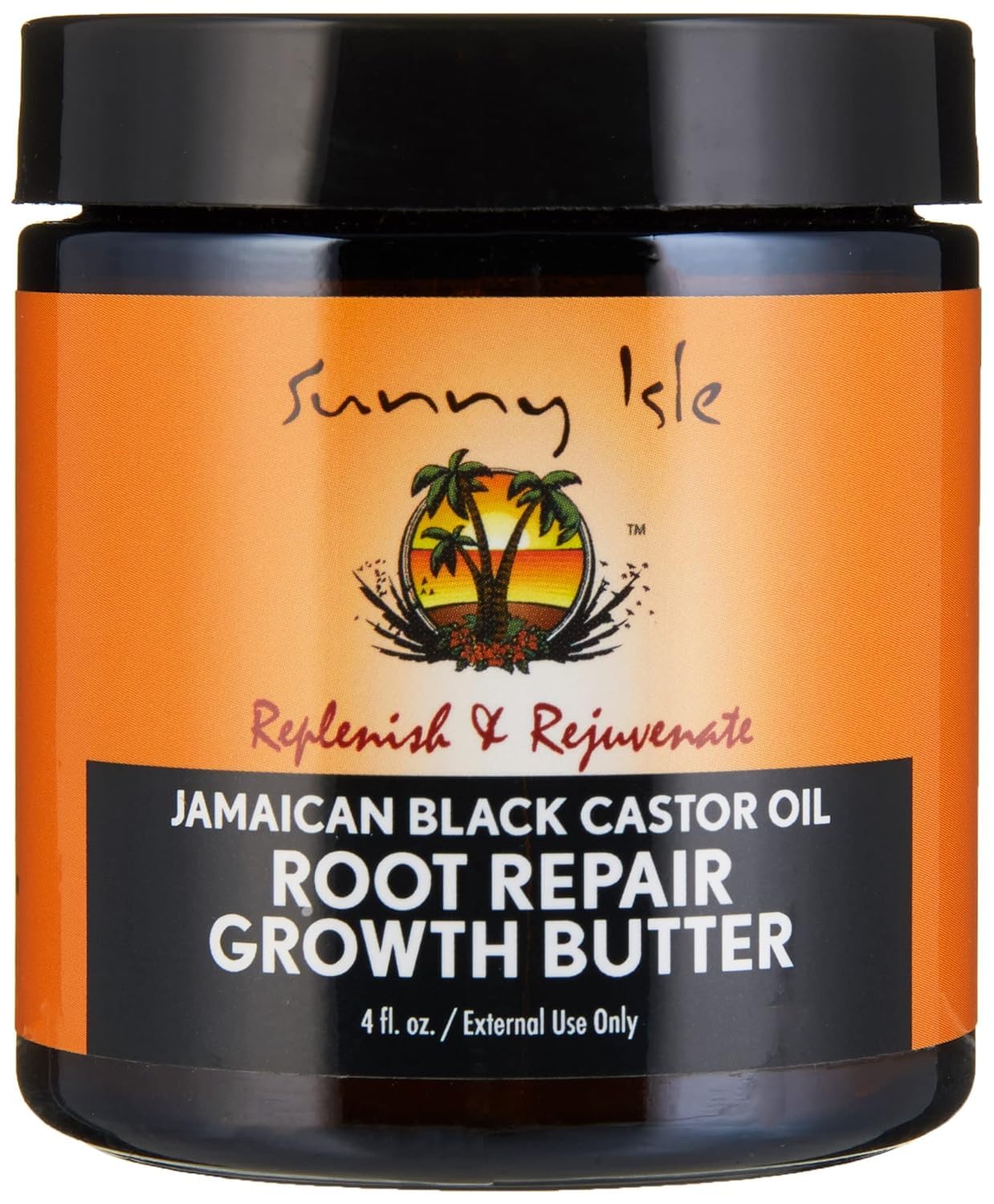 Sunny Isle jar front view showing 4oz label and nourishing benefits