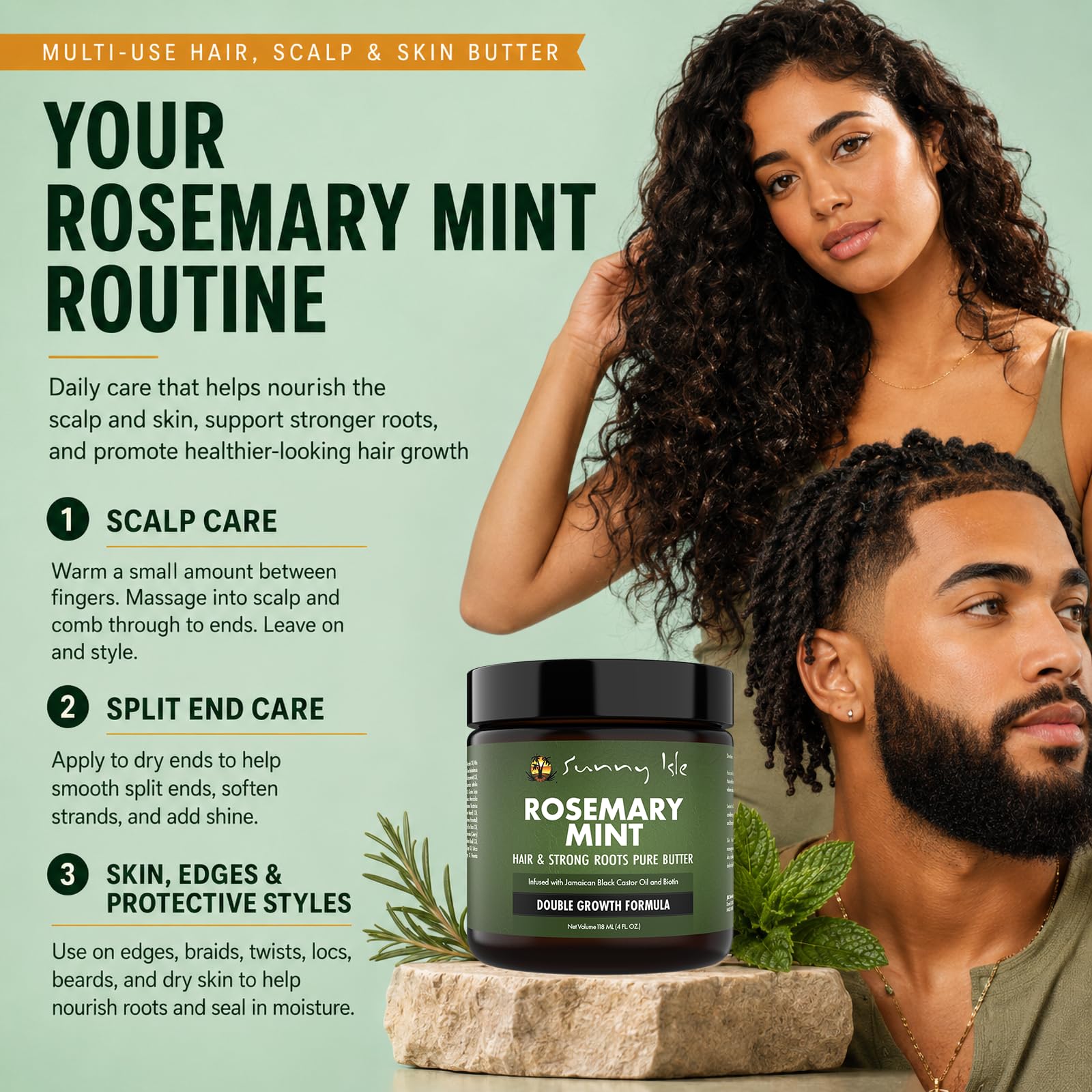 Sunny Isle applied to protective style braids to seal moisture and reduce frizz