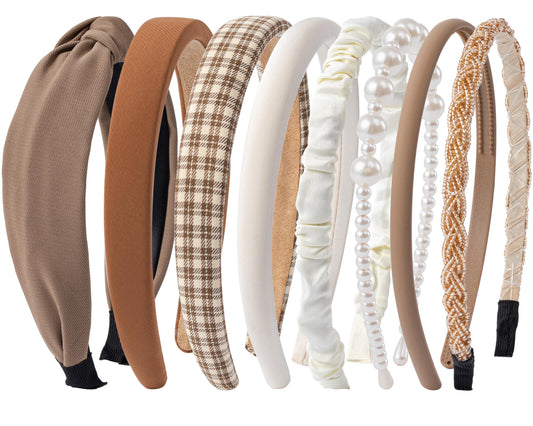 Sunolga front pack of brown headbands showing styles and variety for outfit coordination