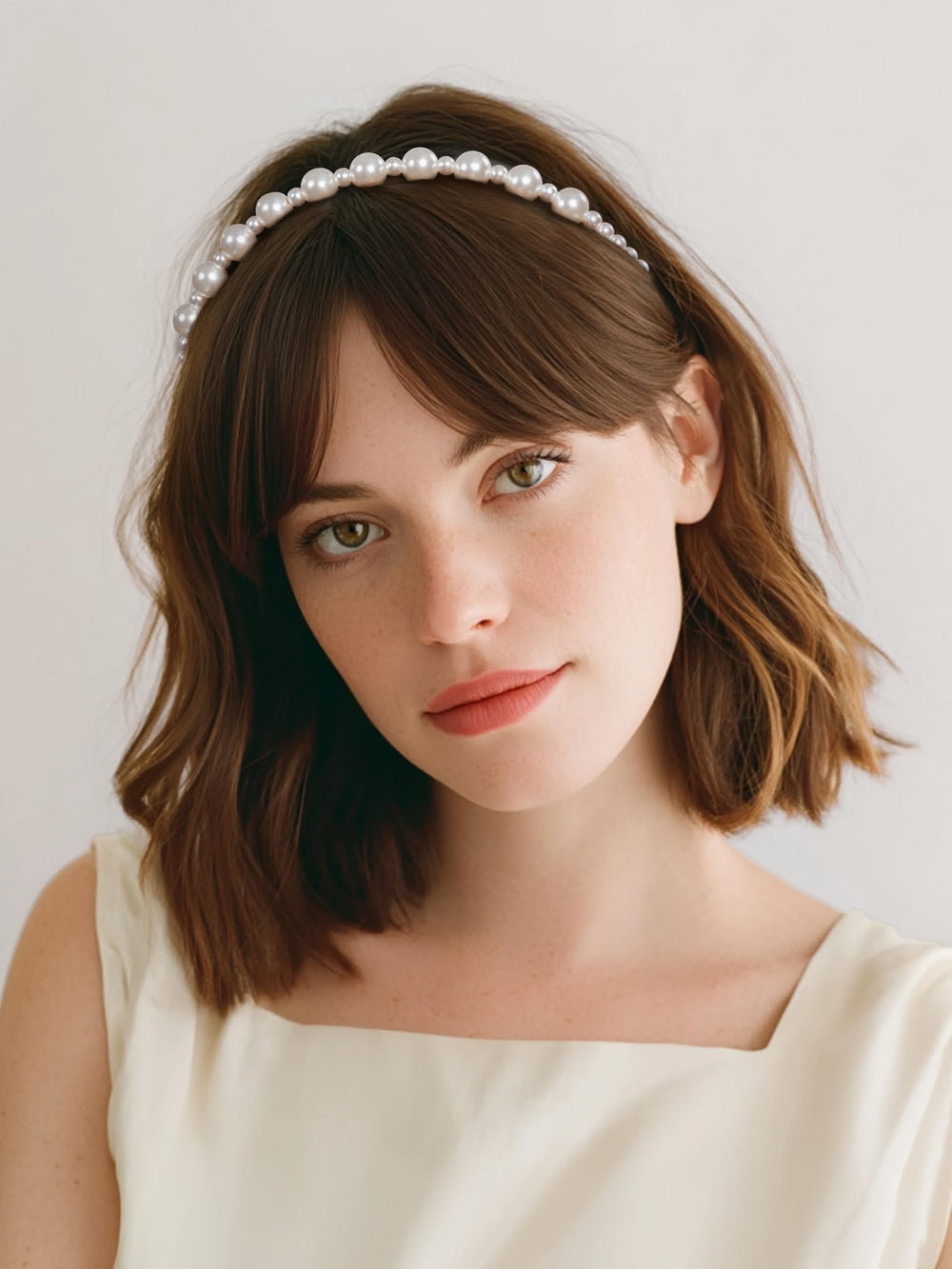 Sunolga pearl headband close-up highlighting decorative pearls for elegant accessorizing