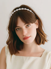 Sunolga pearl headband close-up highlighting decorative pearls for elegant accessorizing