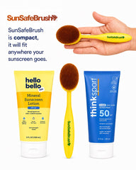 SunSafeBrush rinsed under tap easy cleaning to maintain brush performance
