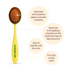 SunSafeBrush close-up bristles texture gentle spread for even sunscreen