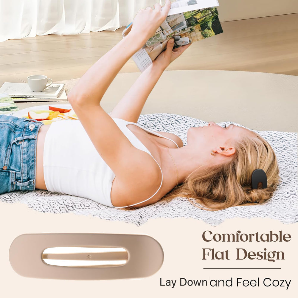 SUNTIESDAY flat clip side profile sitting flush on scalp for pressure-free comfort