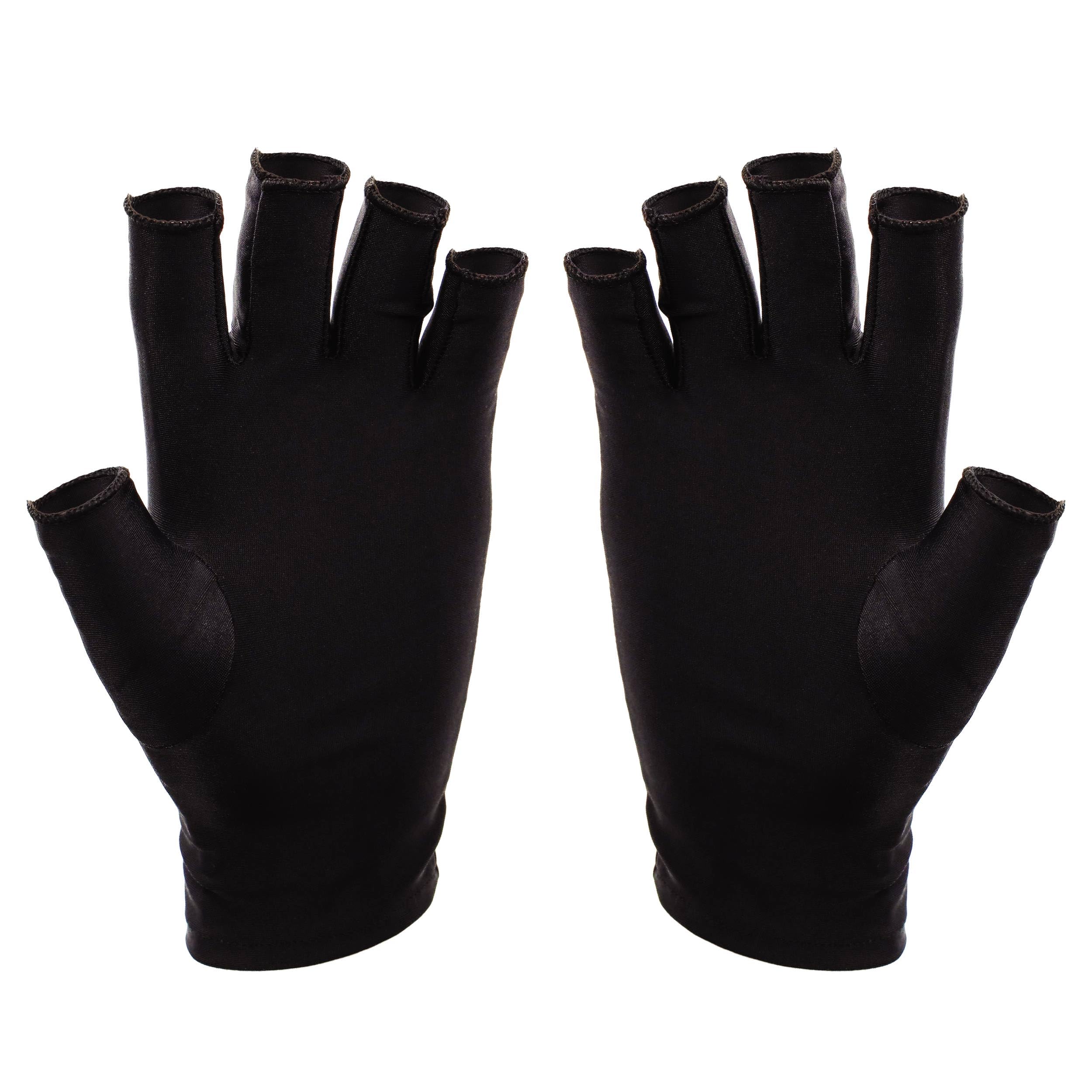 SUNUV front view of black fingerless UV gloves showing protective coverage