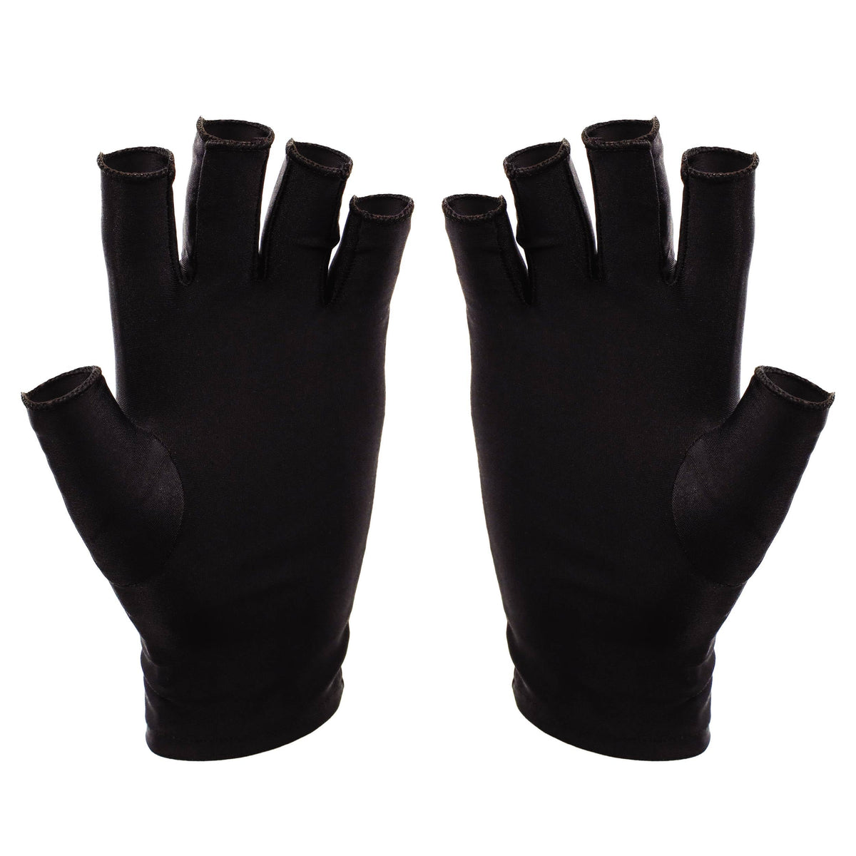 SUNUV front view of black fingerless UV gloves showing protective coverage