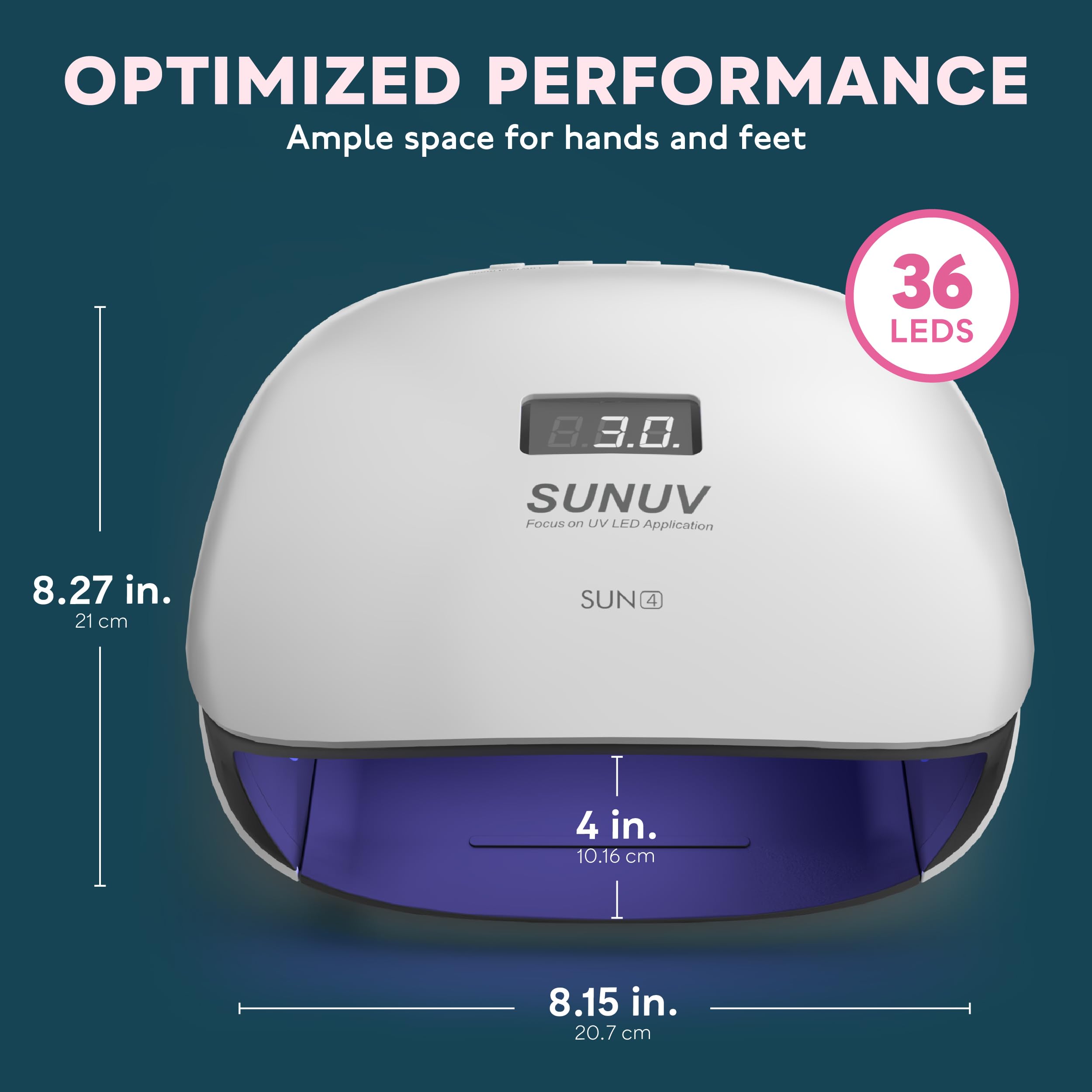 SUNUV curing hand inside lamp demonstrating quick gel drying benefit