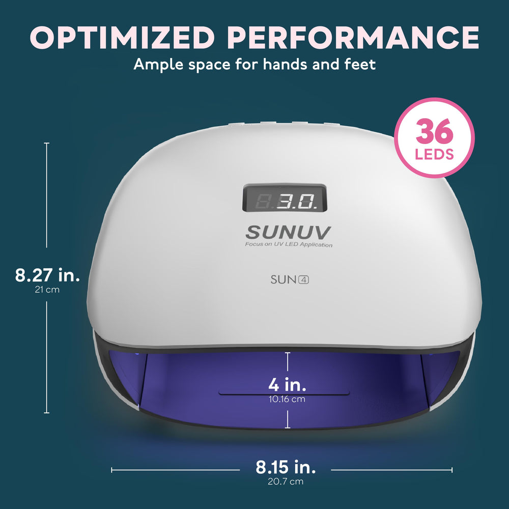 SUNUV curing hand inside lamp demonstrating quick gel drying benefit
