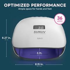 SUNUV curing hand inside lamp demonstrating quick gel drying benefit