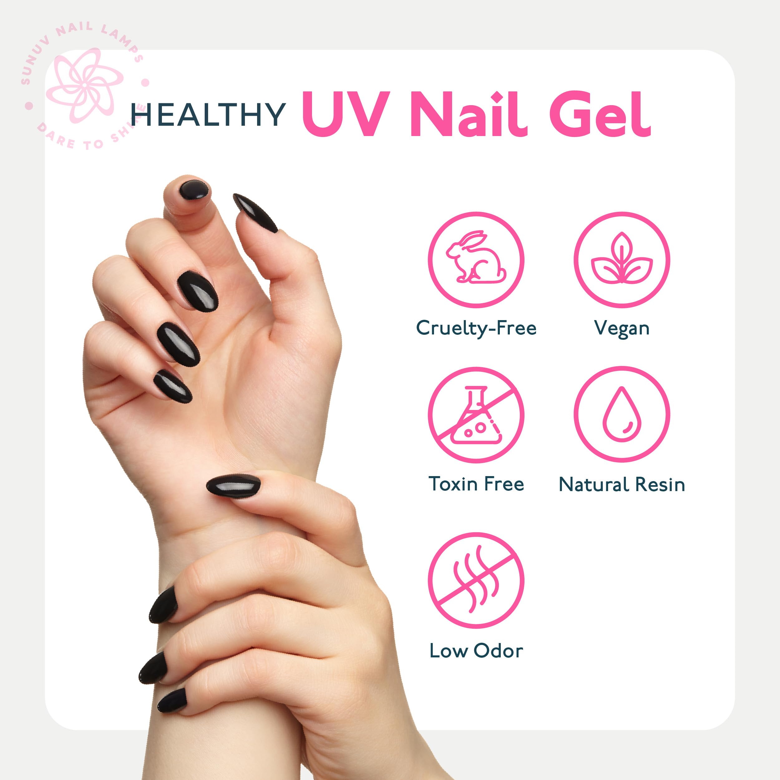 SUNUV label and panel close-up highlighting HEMA-free formula and safety info