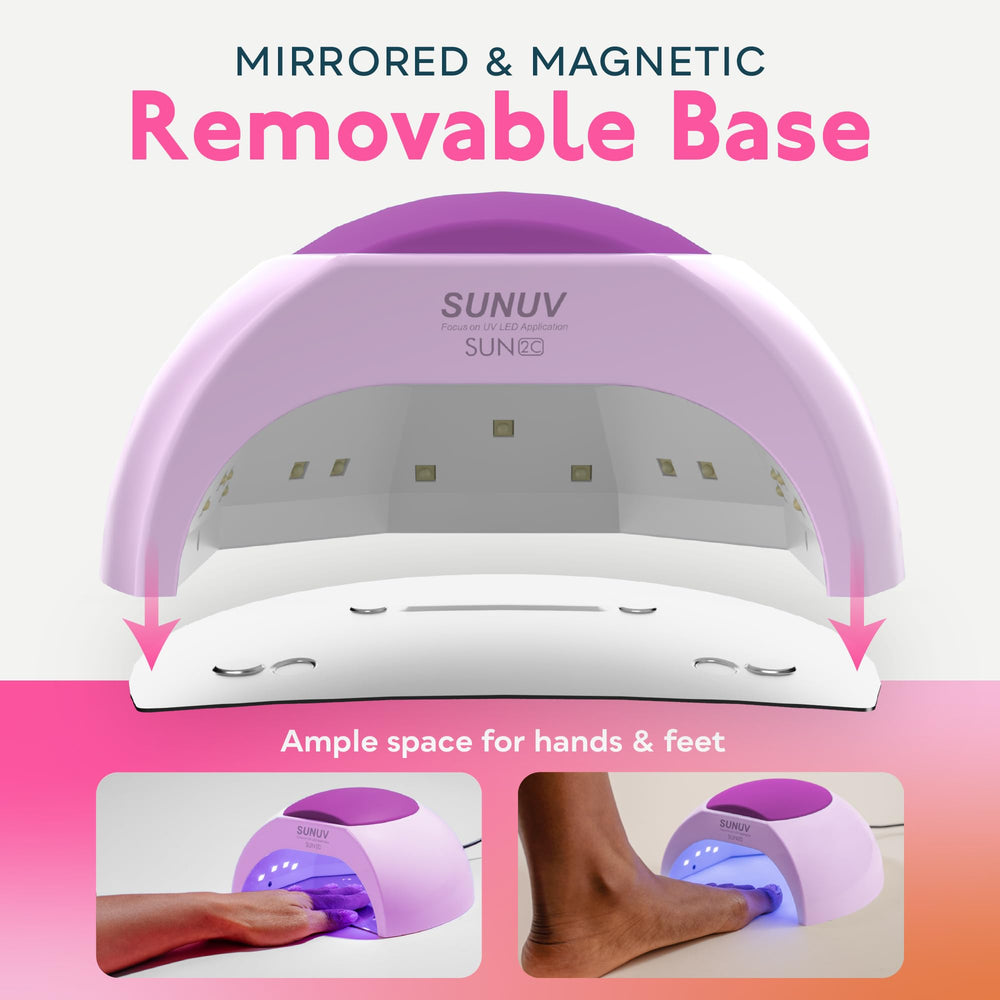 SUNUV SUN2C pedicure setup showing roomy interior for toes benefit