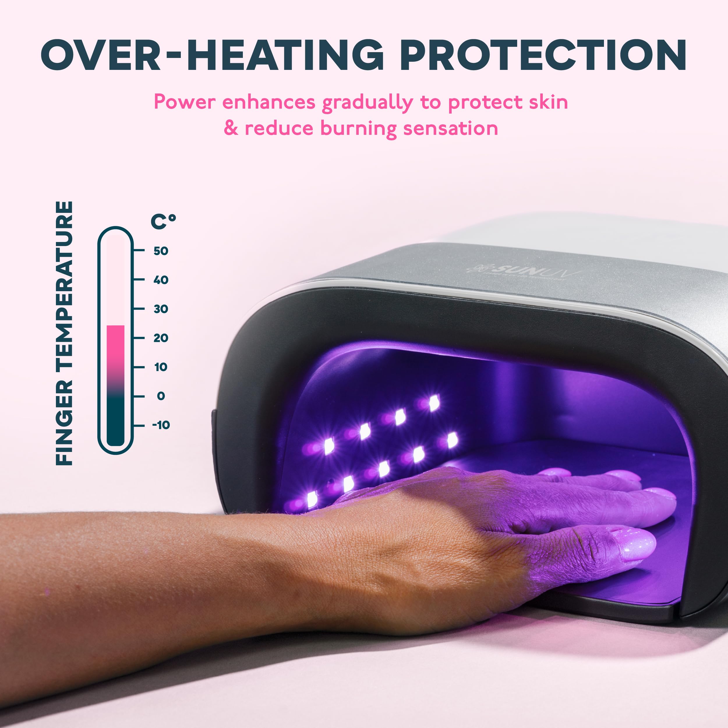 SUNUV SUN3 side profile illustrating compact shape and portability for salon or travel