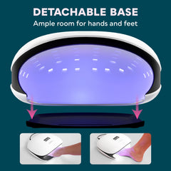 SUNUV lamp used for pedicure setup showing versatility and space saving
