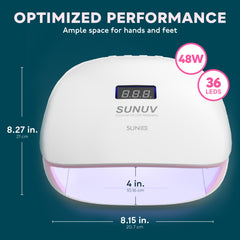 SUNUV SUN4S scale comparison with a hand illustrating compact portability benefit