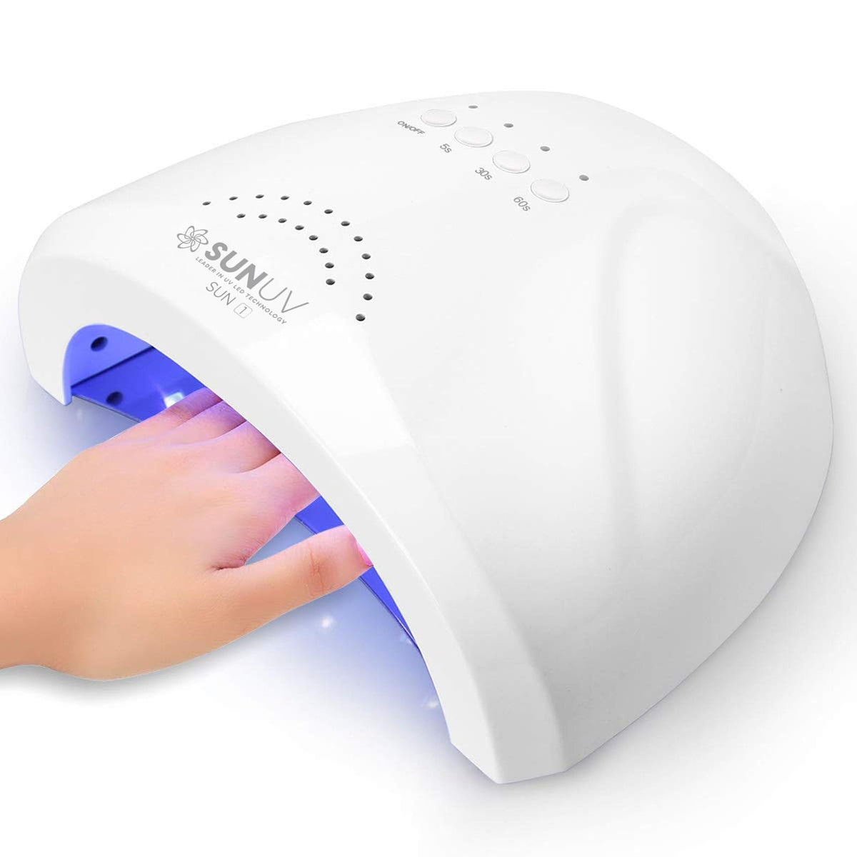 SUNUV SUNone front view showing compact design and clean white finish for easy placement