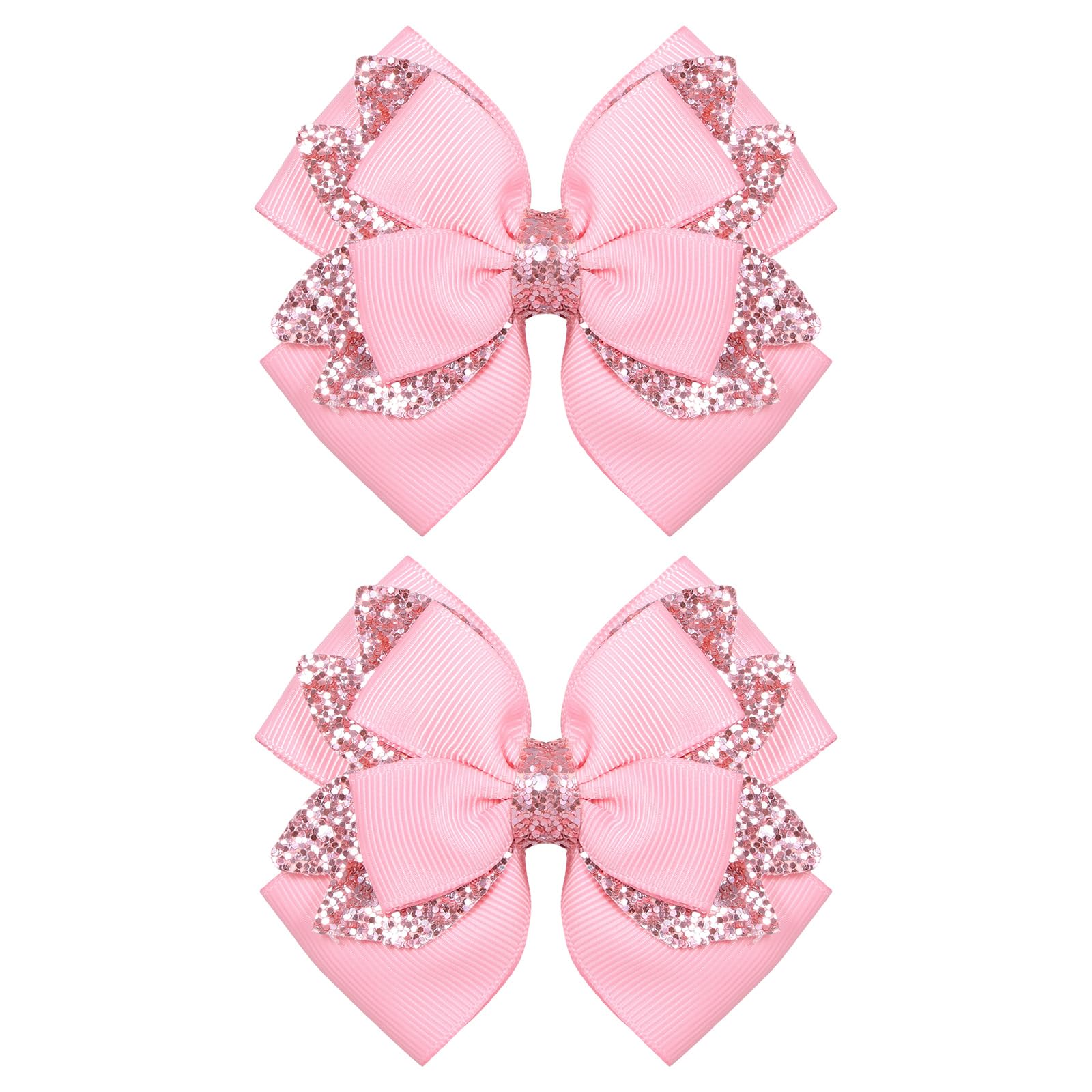 SUPCLIPS front view of pink grosgrain bow highlighting playful style and polish
