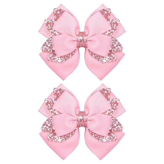SUPCLIPS front view of pink grosgrain bow highlighting playful style and polish