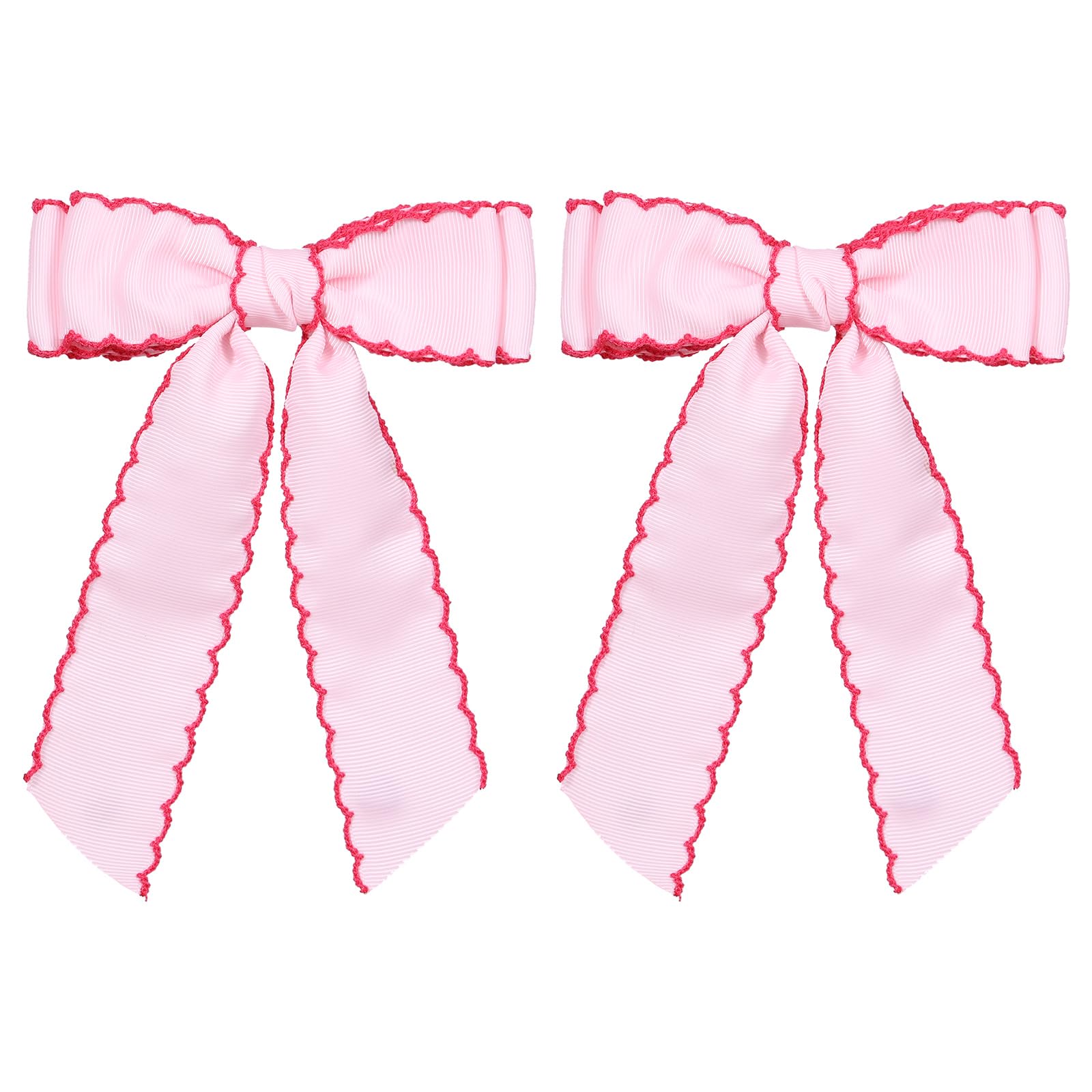 SUPCLIPS front view of pink and rose red bow showing neat hand-finish and vibrant color
