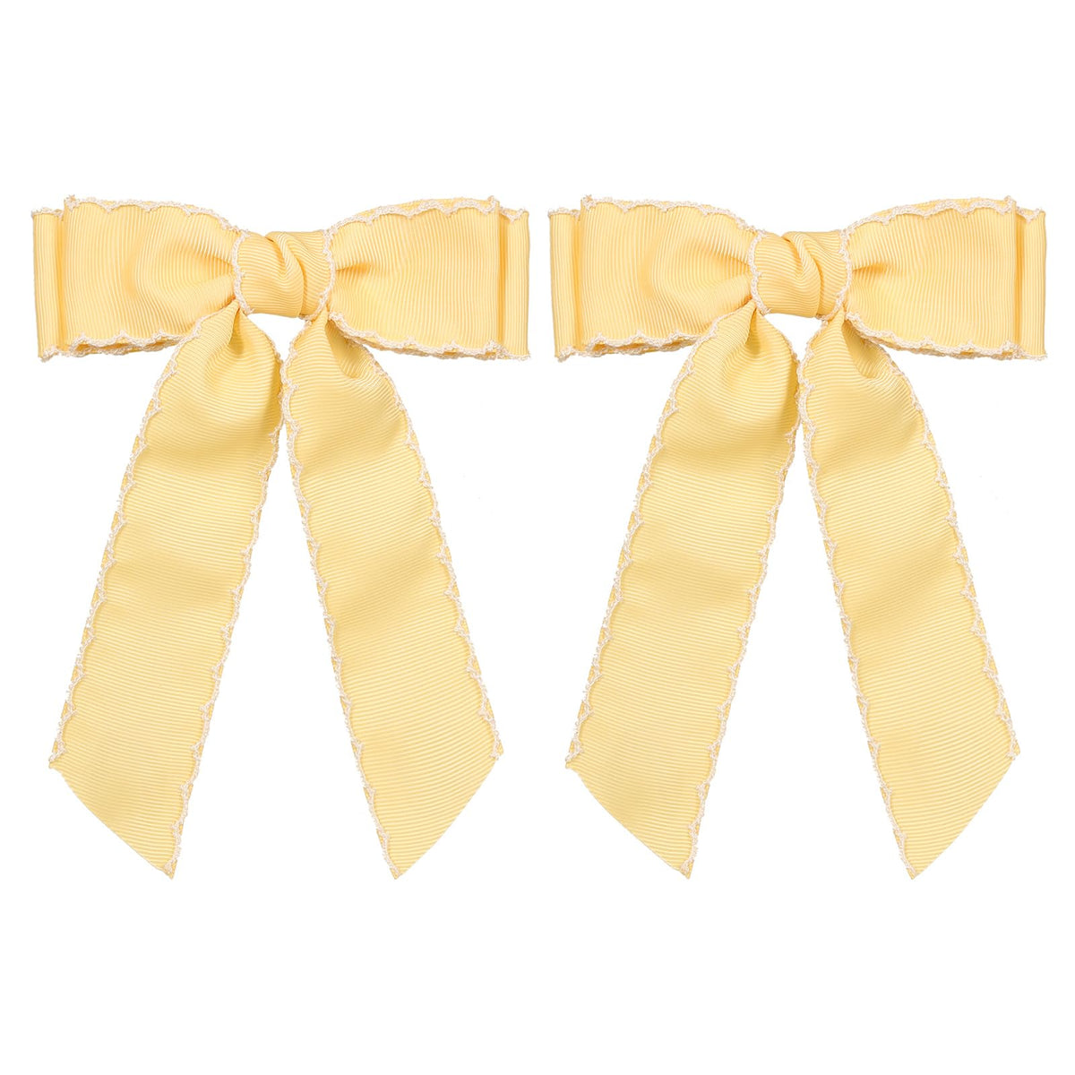 SUPCLIPS front view yellow and white bow showing bright design and easy styling benefit