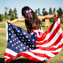 SUPCLIPS worn in a ponytail, adds patriotic charm and stays put