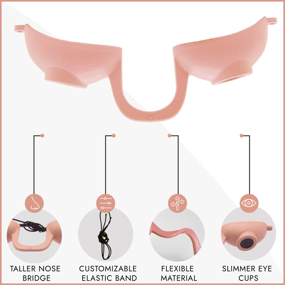 Super Sunnies EVO Flex slim eye cup detail showing narrow coverage for minimized tan lines